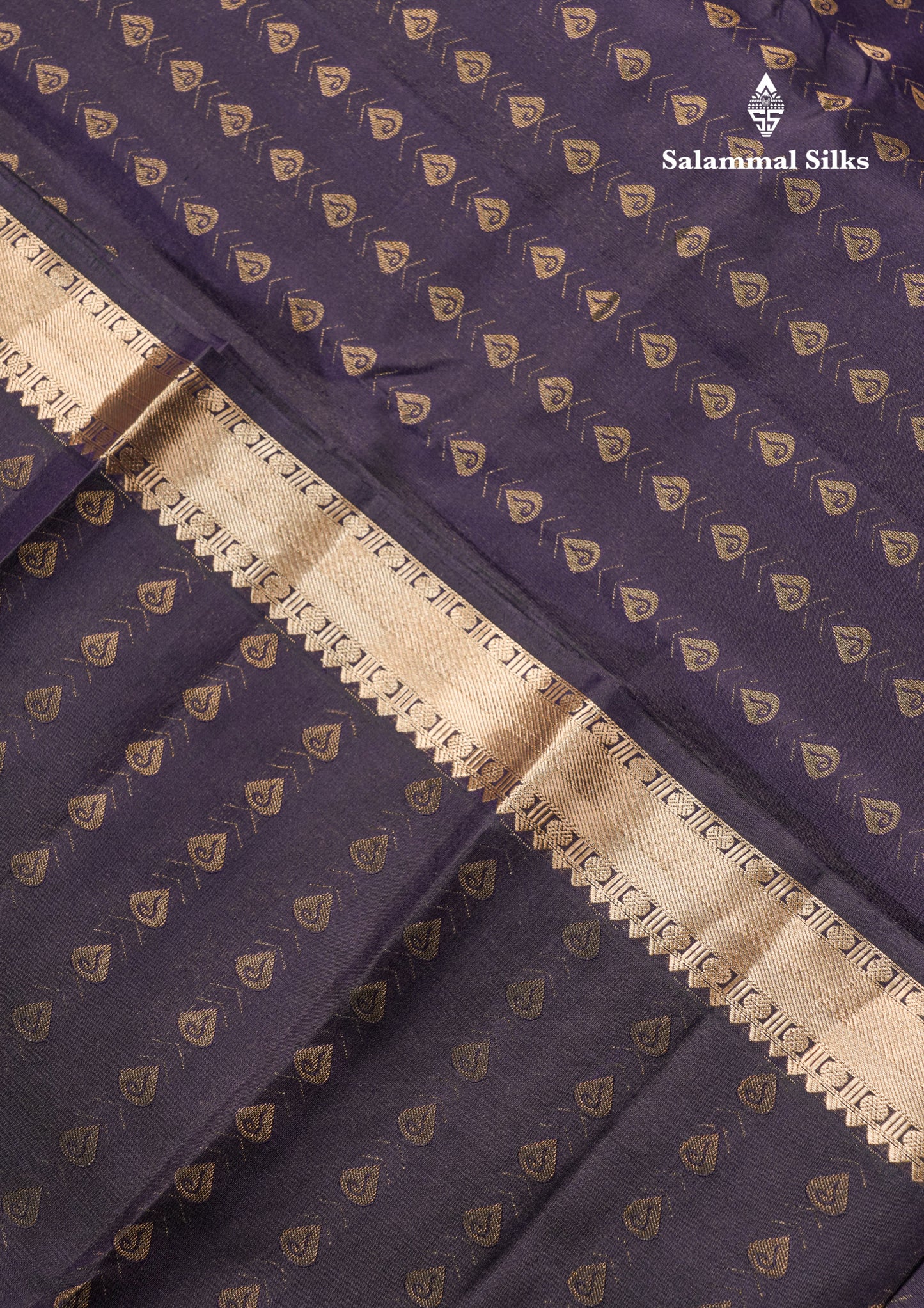 Dual Tone Purple Pure Kanjivaram Silk Saree With Self Long Border