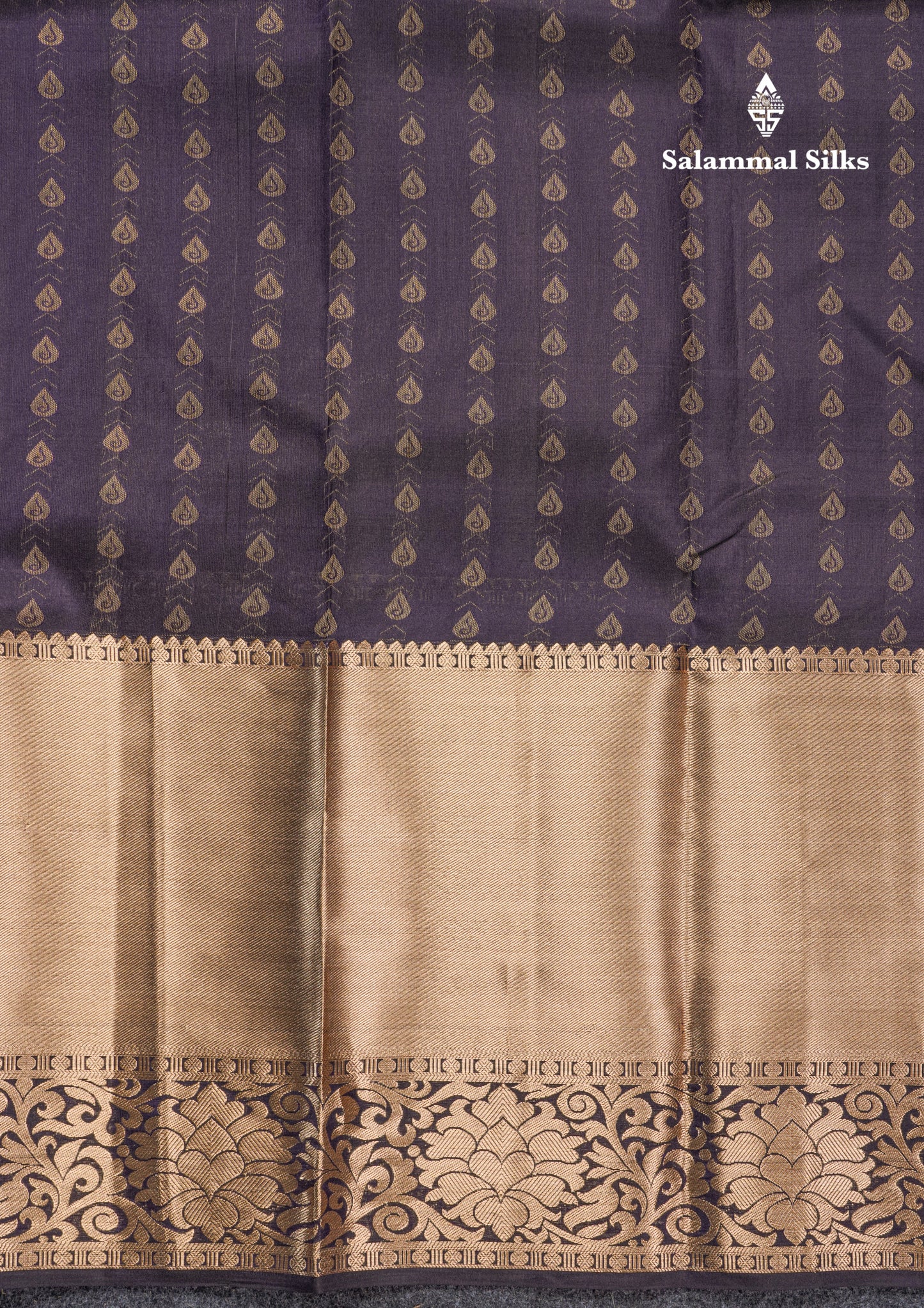 Dual Tone Purple Pure Kanjivaram Silk Saree With Self Long Border