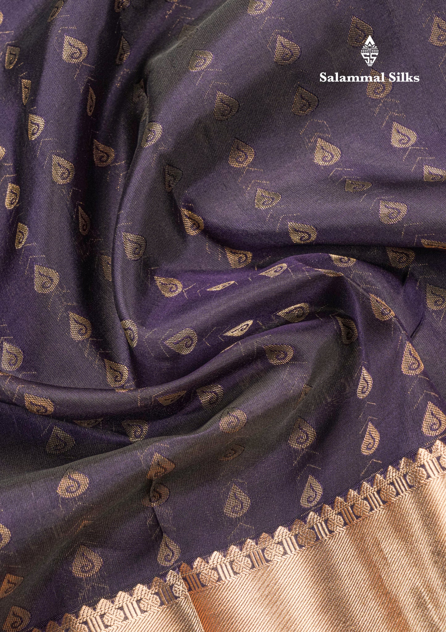 Dual Tone Purple Pure Kanjivaram Silk Saree With Self Long Border