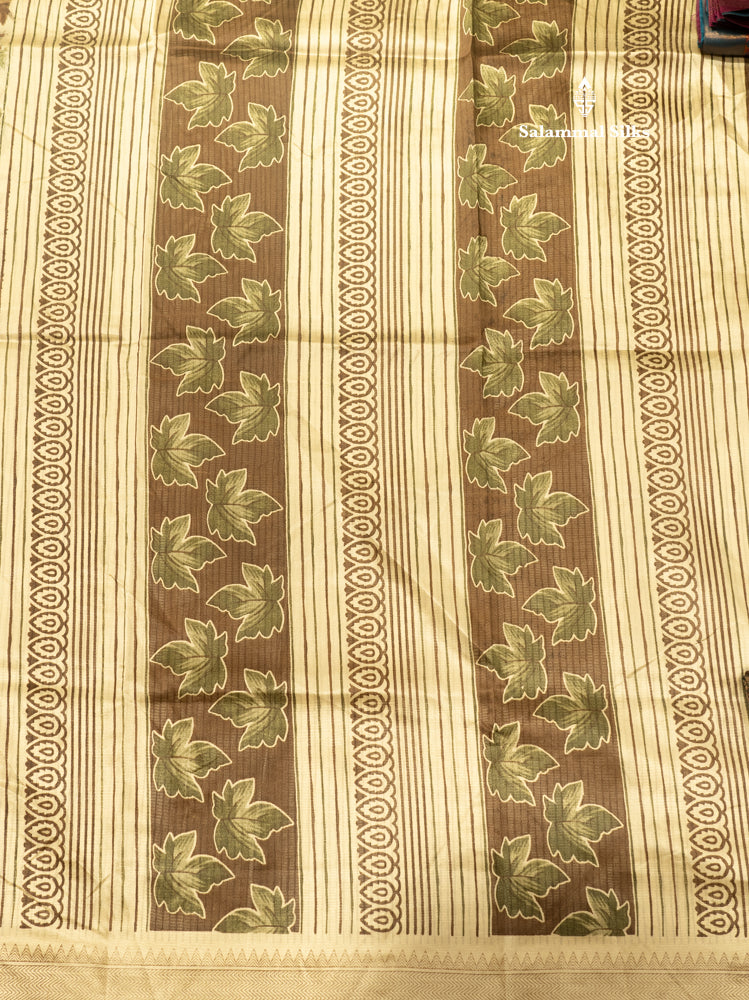 Cream Sandal Colour Semi Dola Saree With Blouse