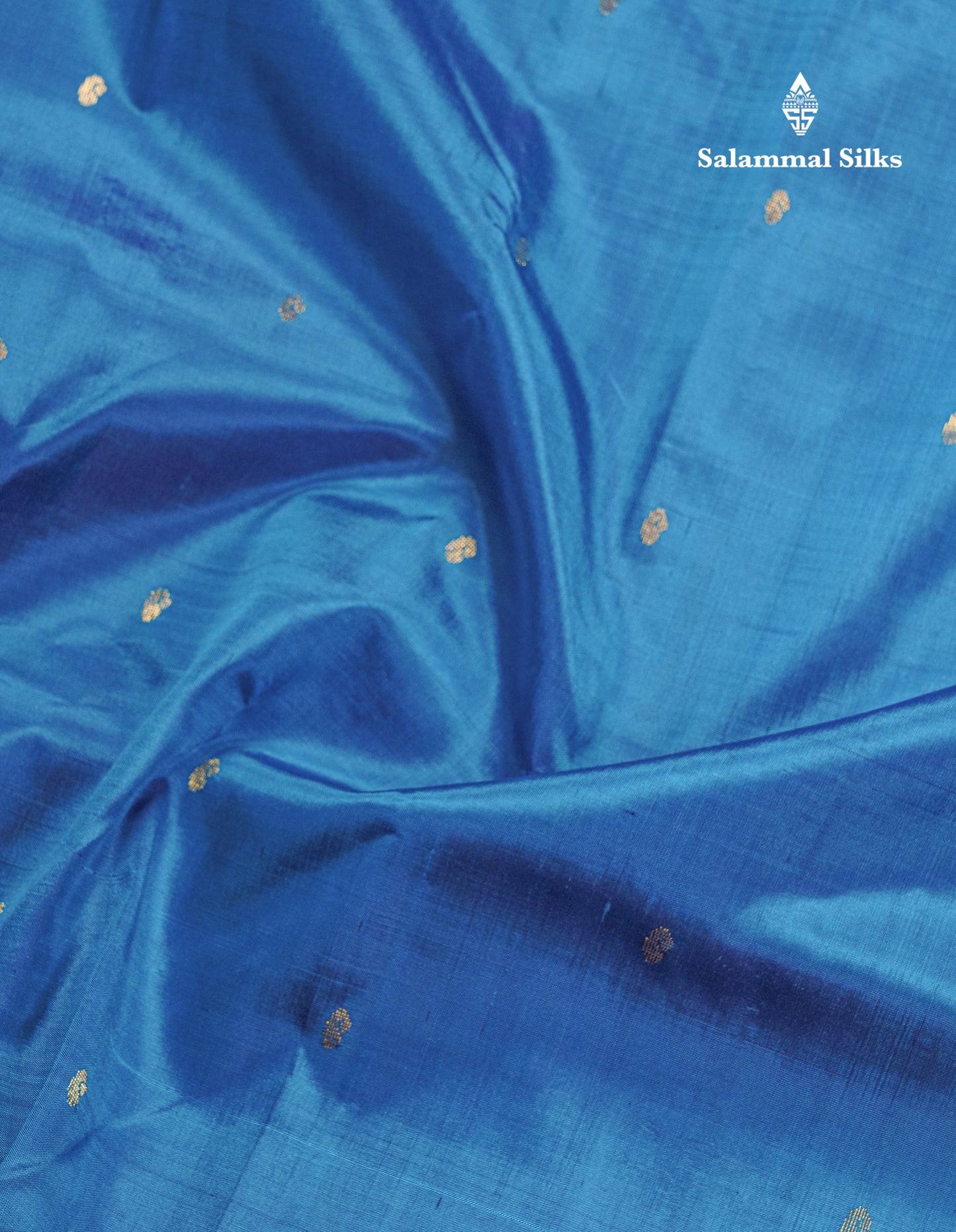 Dual Tone Peacock Blue Pure Kanjivaram Silk Saree With Contrast Vadamalli Small Border