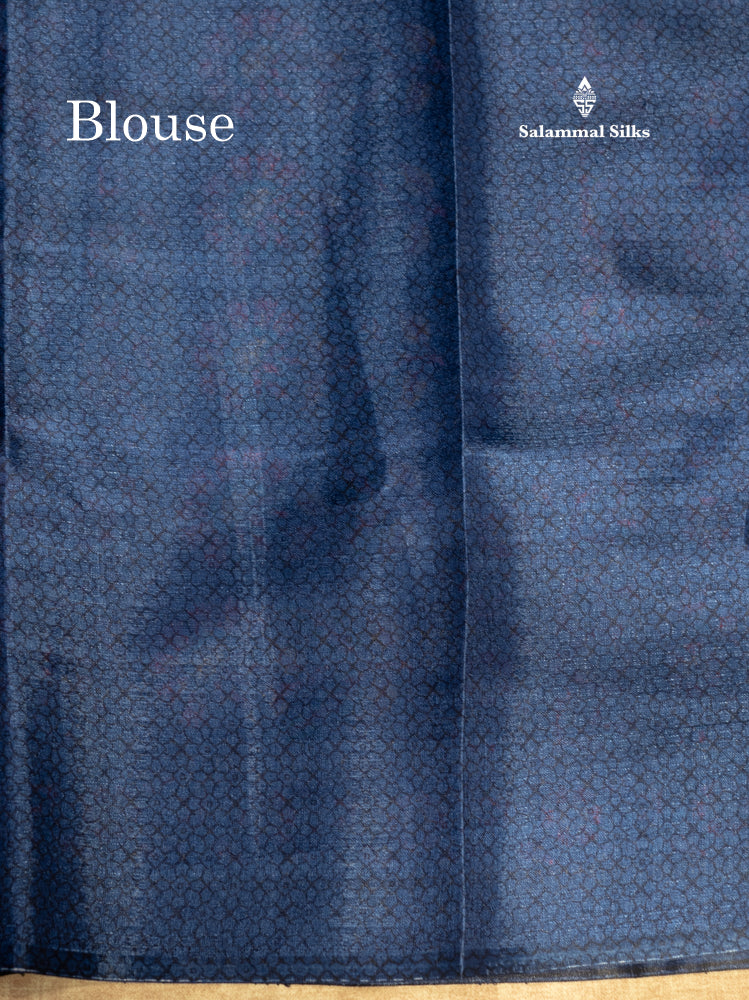 Beige Colour Fancy Semi Tussar Saree With Royal Blue Border