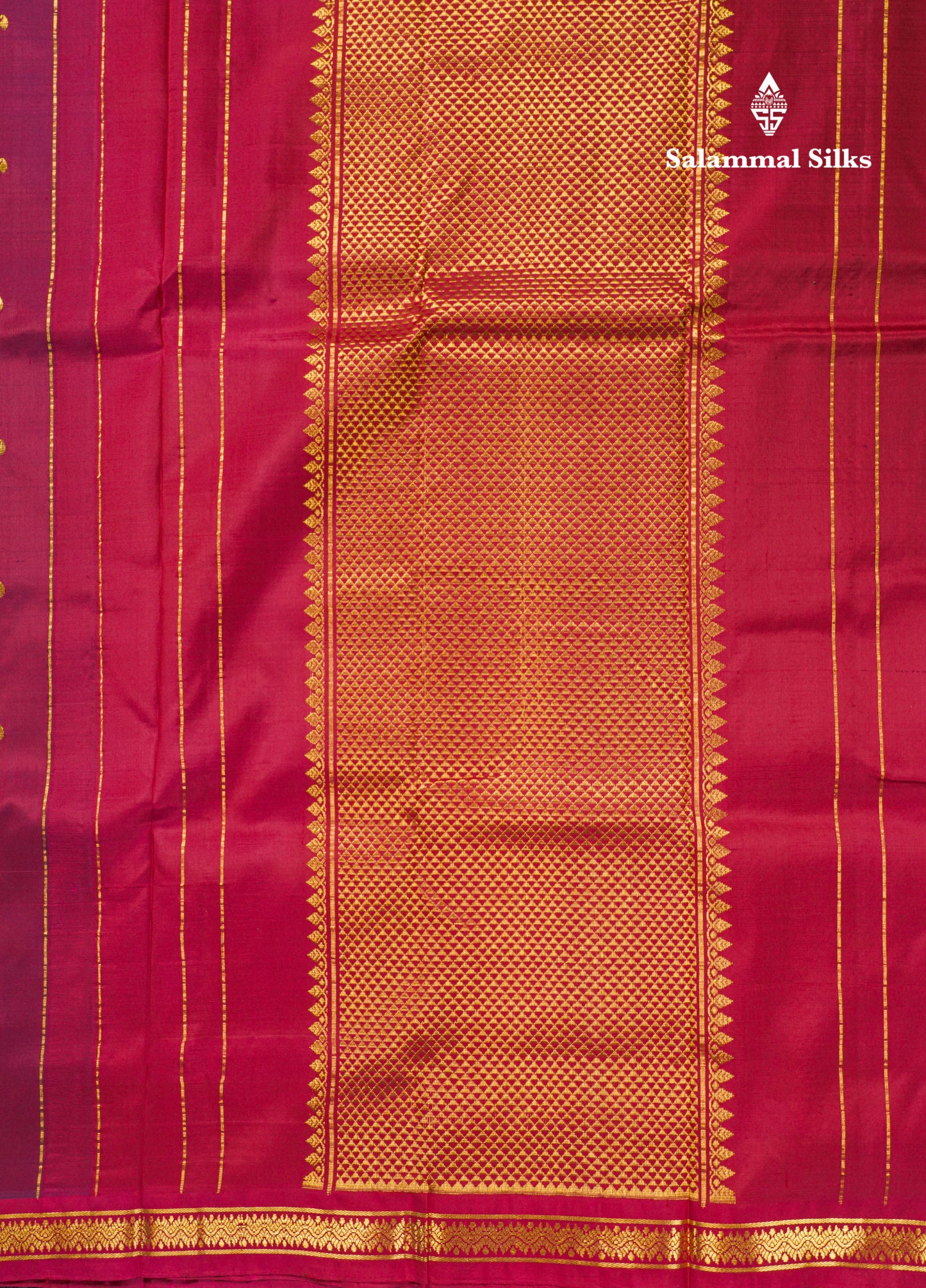 Dual Tone Maroon Pure Kanjivaram Silk Saree With Contrast Reddish Maroon Small Border