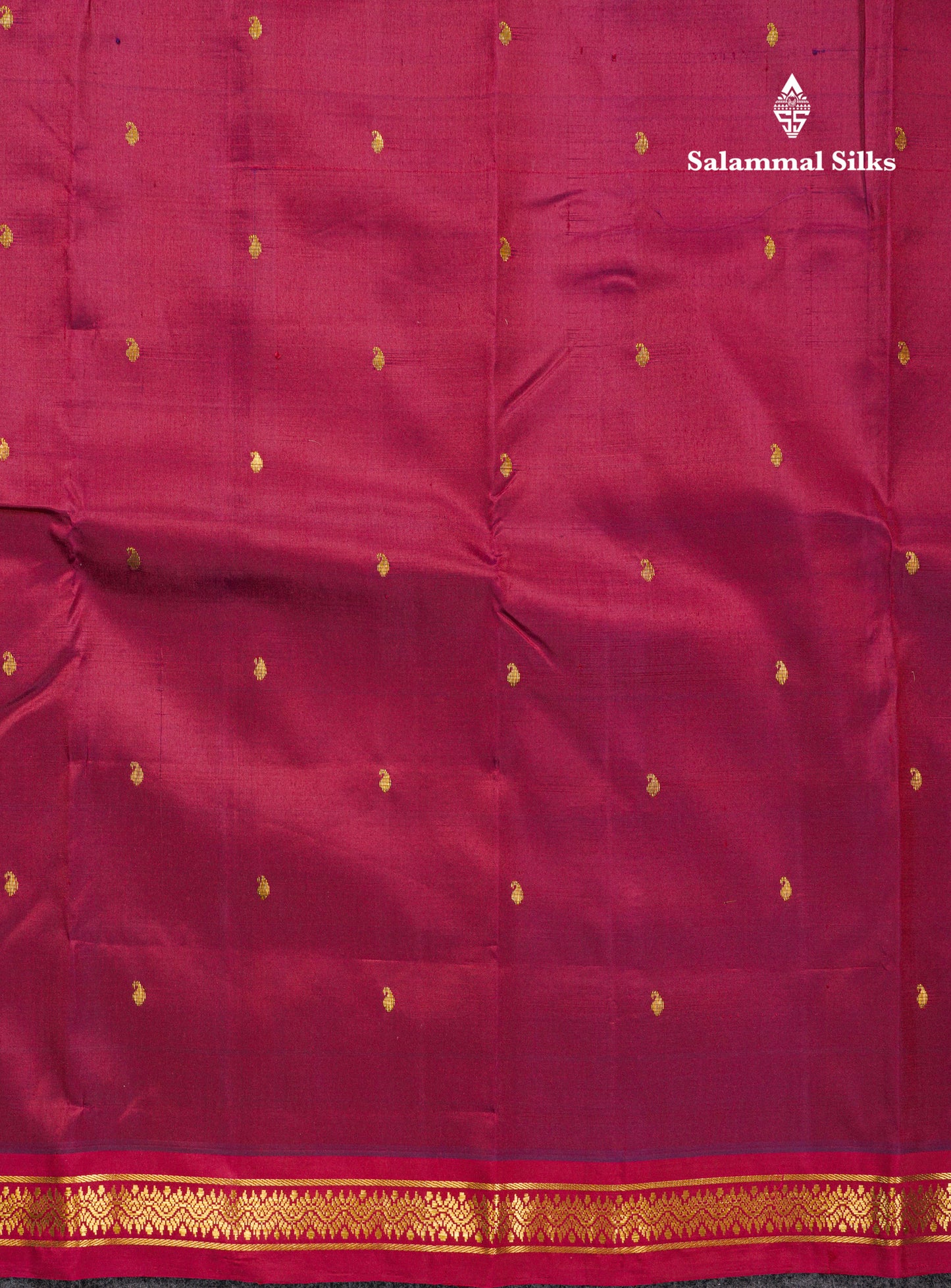 Dual Tone Maroon Pure Kanjivaram Silk Saree With Contrast Reddish Maroon Small Border