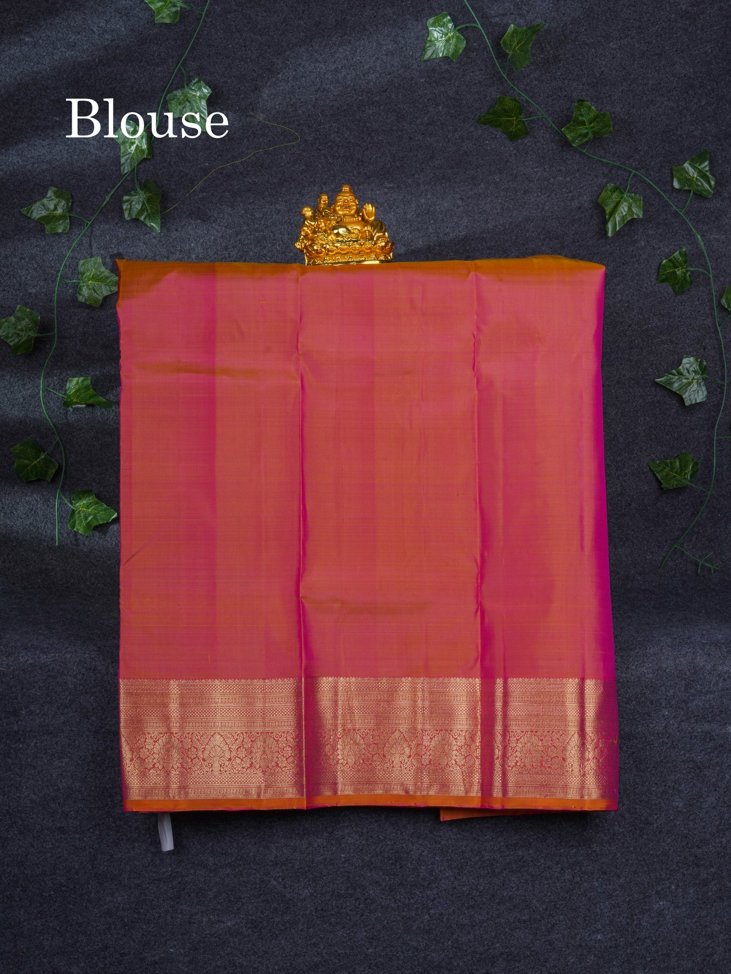 Pure Silk Pattu Pavadai (Dark Purple) With Dual Tone Pinkish Orange Blouse 36"