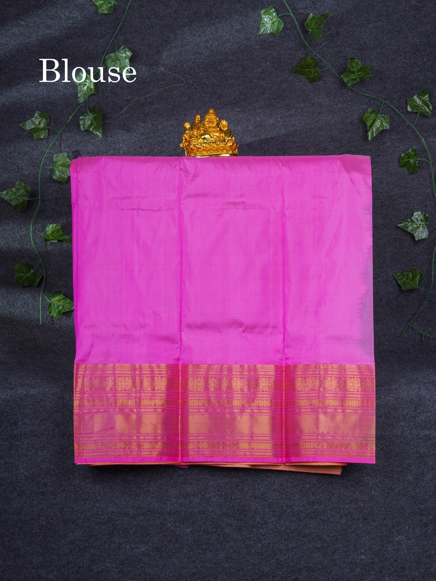Pure Silk Pattu Pavadai (Parrot Green) With Pink Blouse 35.5"