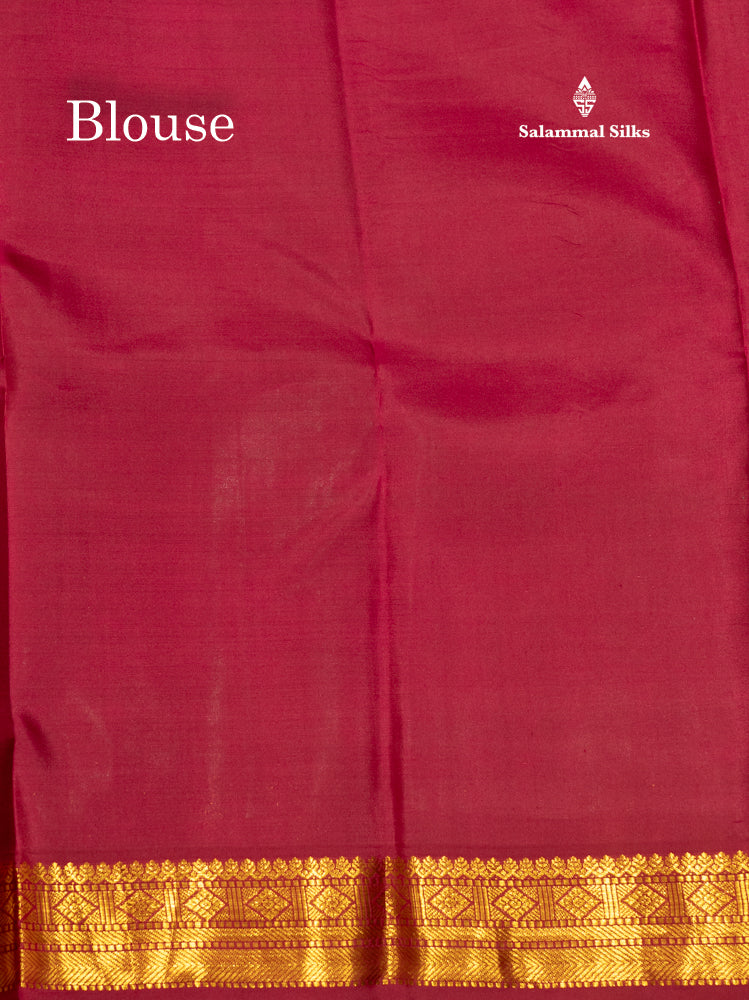 Cream Colour Small Checks Pure Kanjivaram Silk Saree with Traditional Border