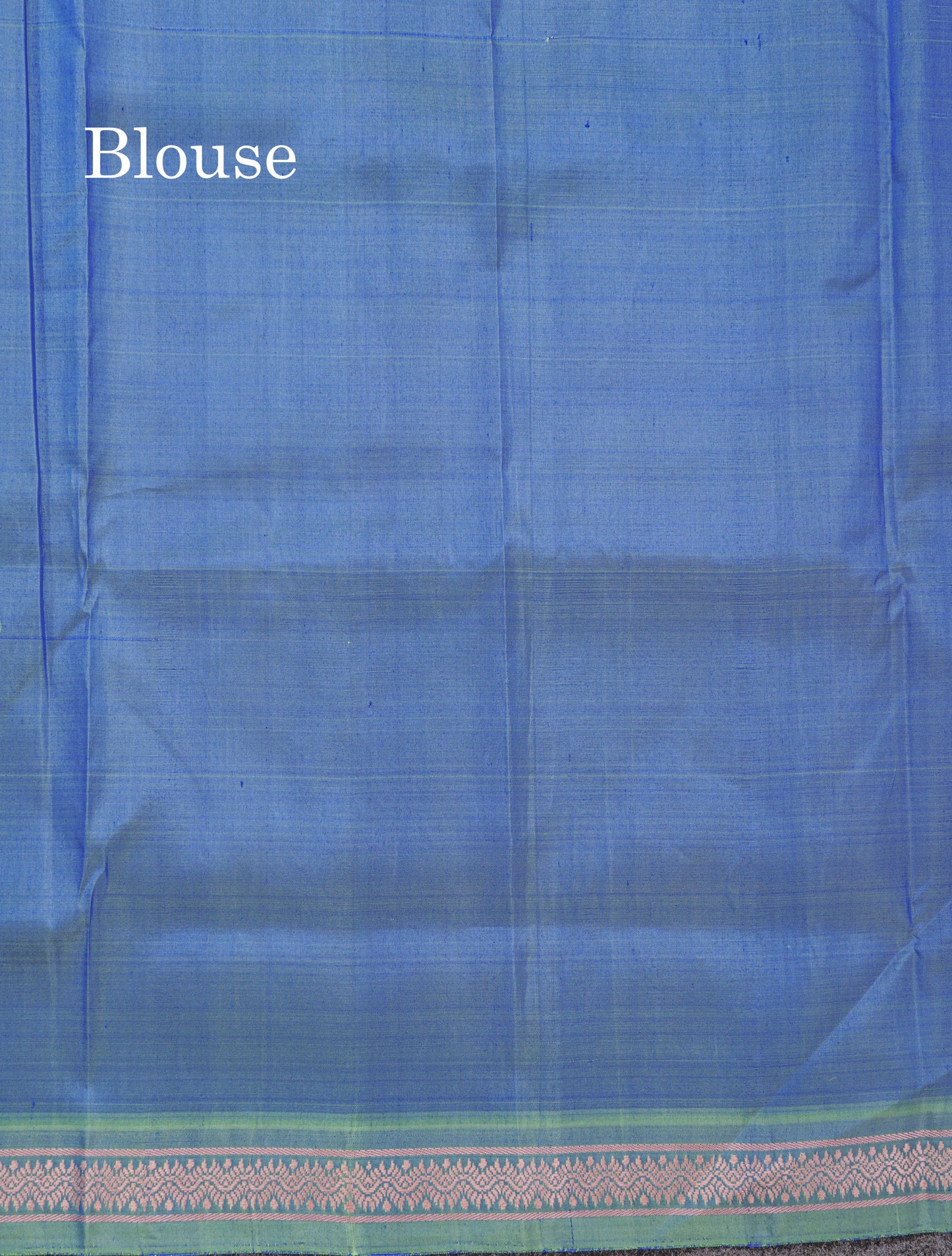 Dual Tone Royal Blue Meenakari Thread Work Butta Pure Kanjivaram Silk Saree With Contrast Moss Green Small Border