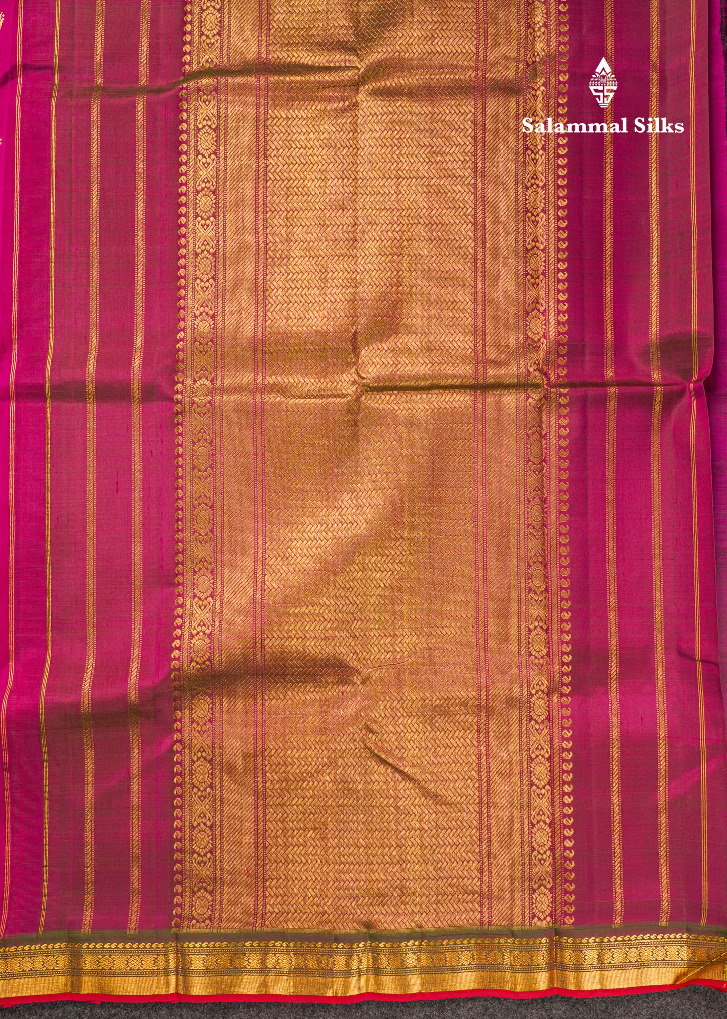Pink Shade Pure Kanjivaram Silk Saree With Contrast Green Small Traditional Border