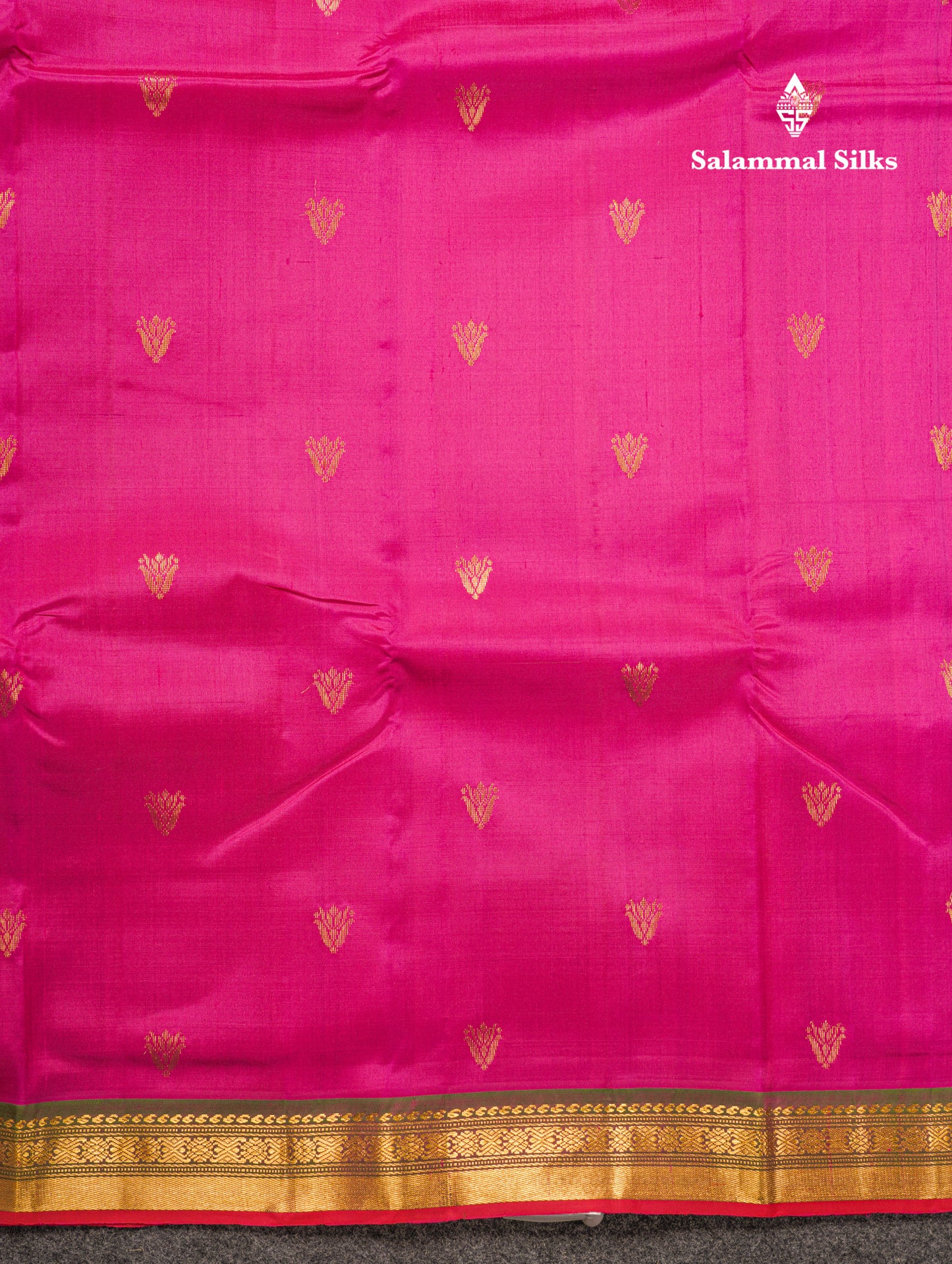 Pink Shade Pure Kanjivaram Silk Saree With Contrast Green Small Traditional Border