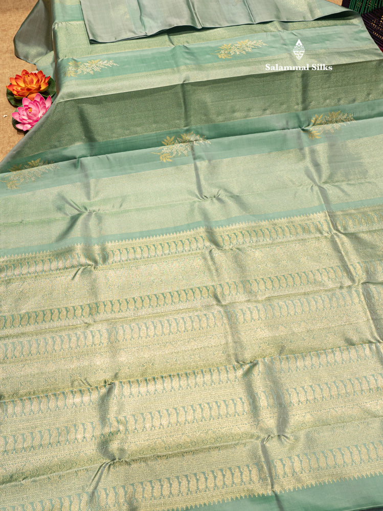 Pastel Blue Colour Pure Kanjivaram Silk Saree
