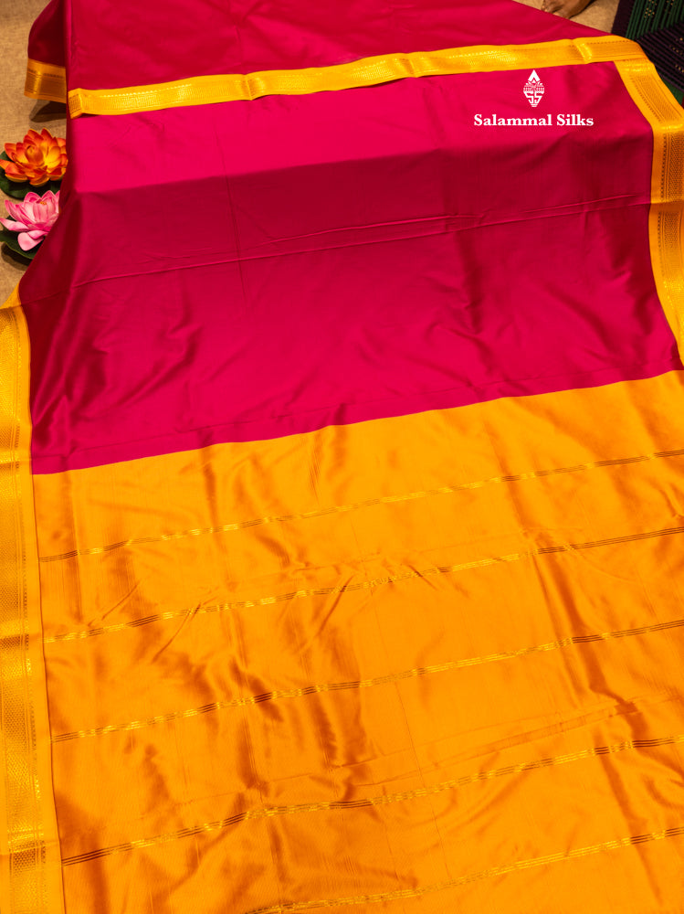 9 Yards Semi Silk Saree Maroon Colour with Green Border