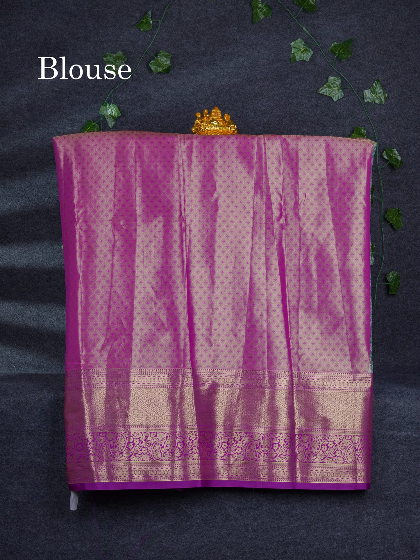 Semi Silk Pattu Pavadai Tissue ( Light Green ) With Contrast Purple Blouse 46.5"