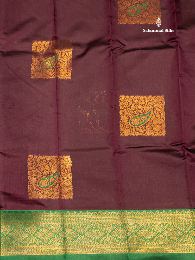 Violet Colour Semi Silk Saree With Green Border