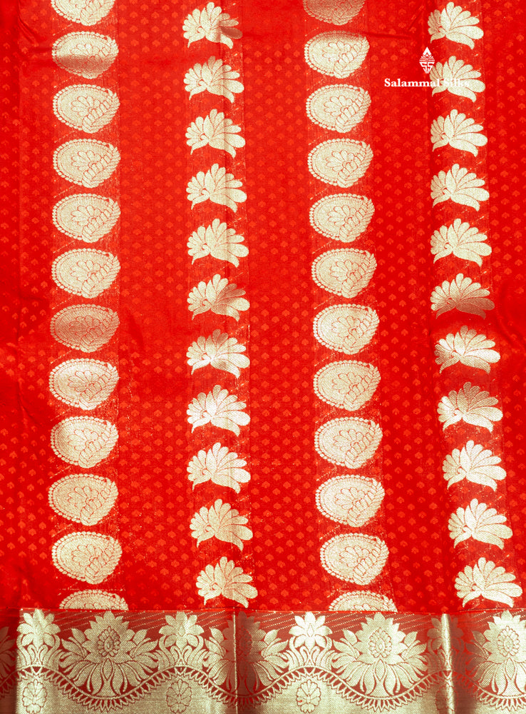 Red Colour Emboss Semi Silk Saree With Silver Zari Border