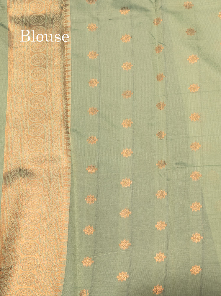 Navy Blue Colour Semi Silk Saree With Parrot Green Border