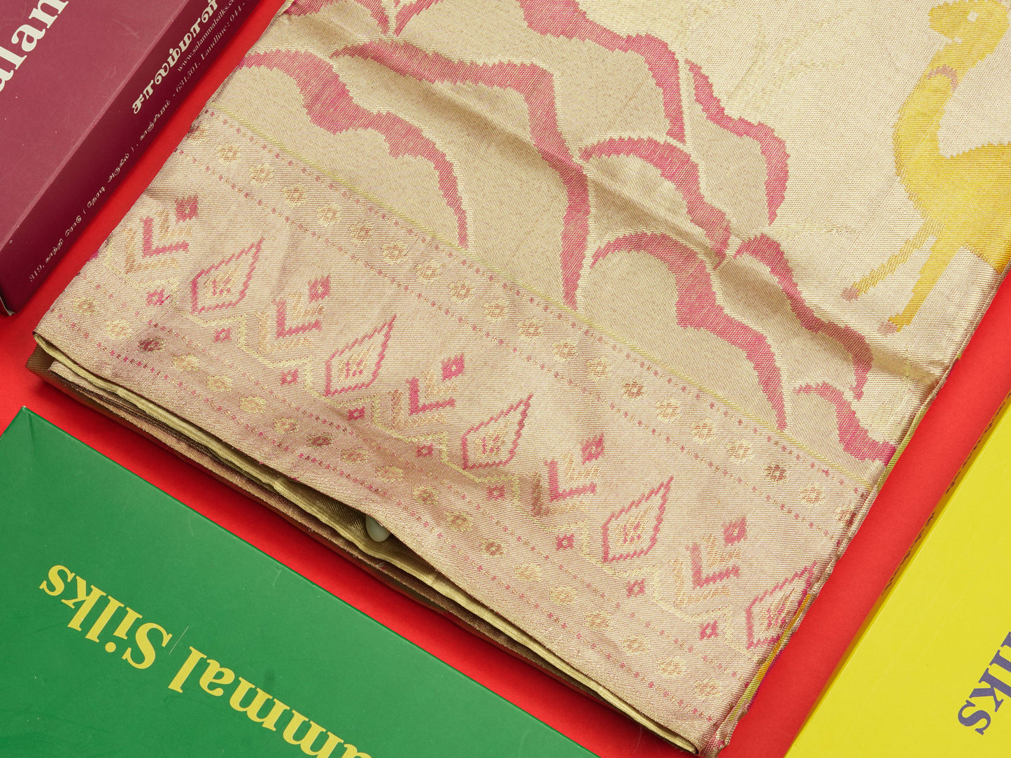 Forest Theme Based Bridal Tissue Pure Kanjivaram Silk Saree With Self Border