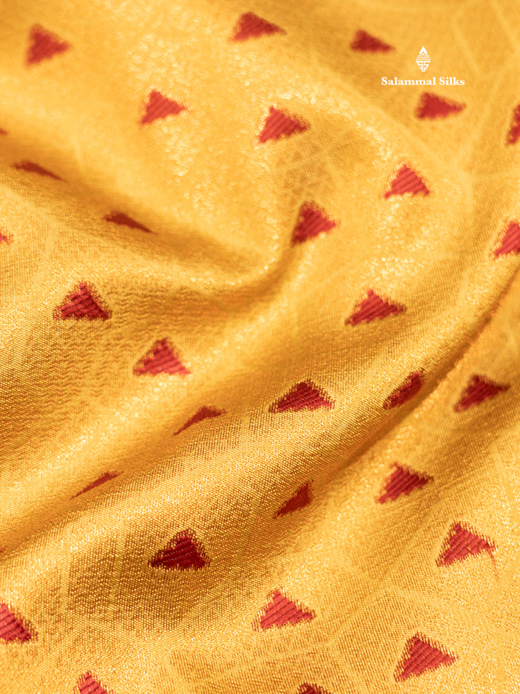 Gold Colour Semi Silk Saree With Maroon Border