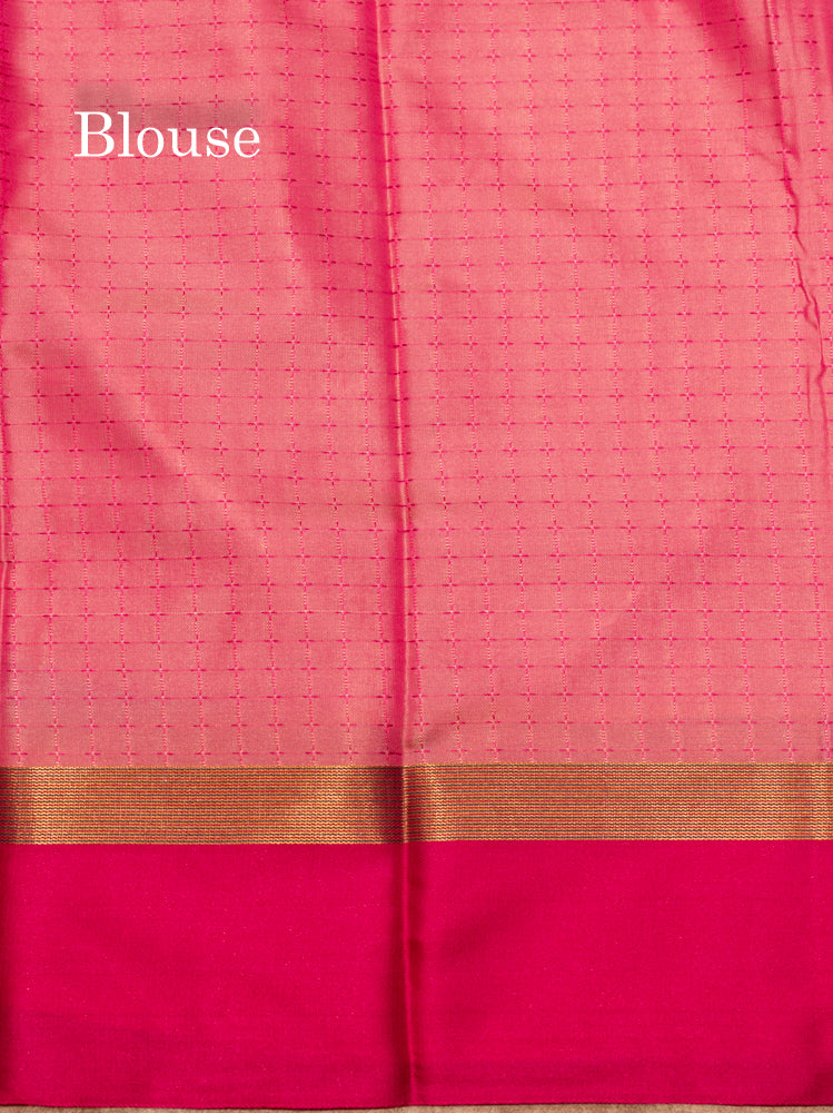 Violet Colour Semi Silk Saree With Green Border