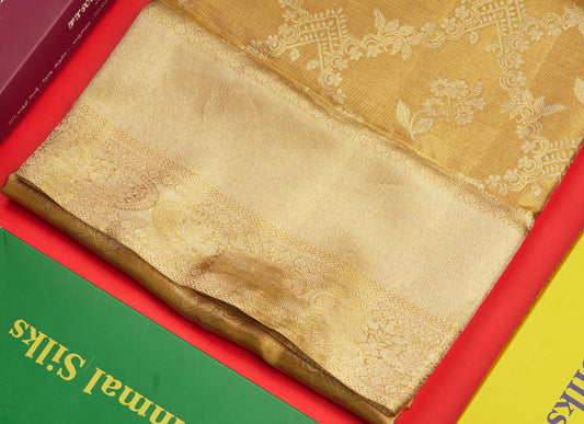Gold Tissue Bridal Pure Kanjivaram Silk Saree With Self Border