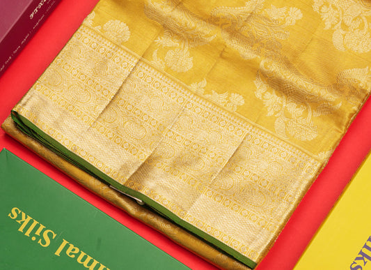 Gold Tissue Bridal Pure Kanjivaram Silk Saree With Self Traditional Border