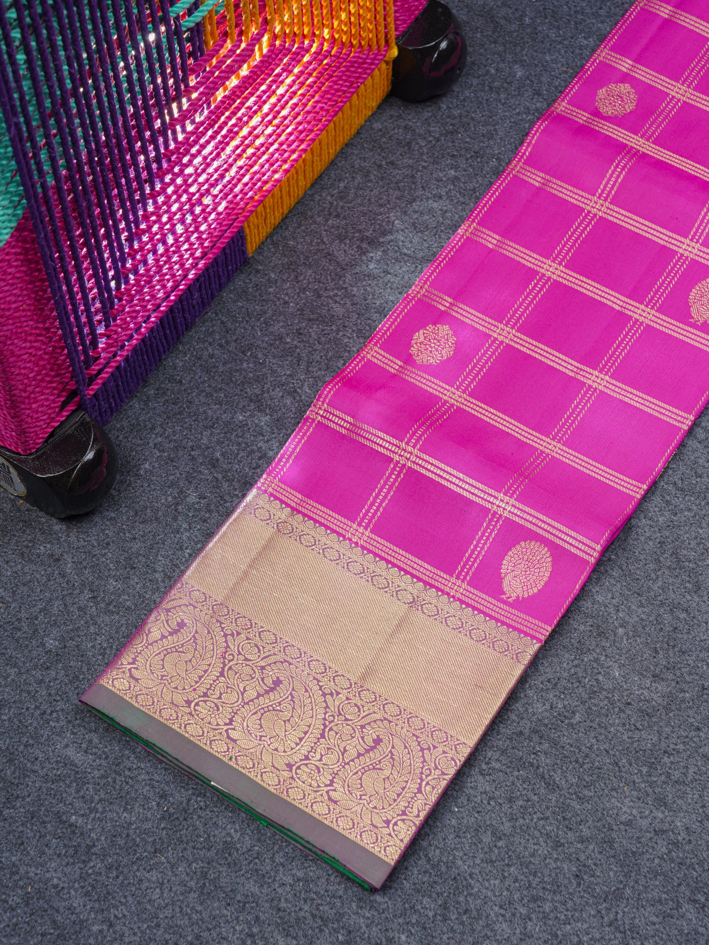 Pure Silk Pattu Pavadai (Magenta Pink) With Bottle Green Blouse 36"