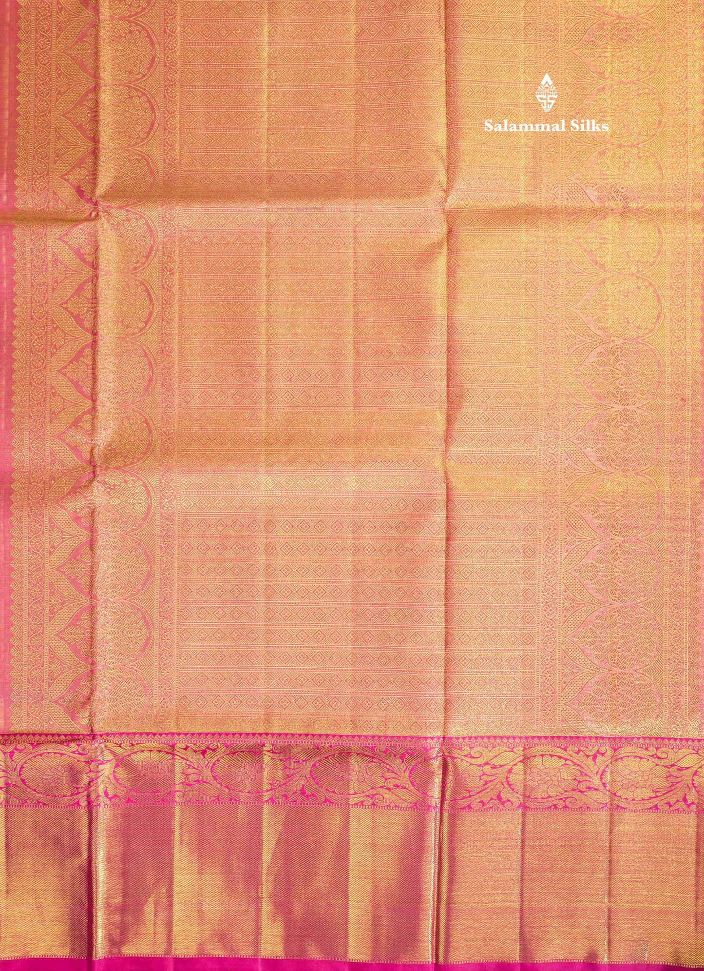 Beautiful Pink Tissue Pure Kanjivaram Silk Saree 3G Zari with Contrast Magenta Evening Morning Border