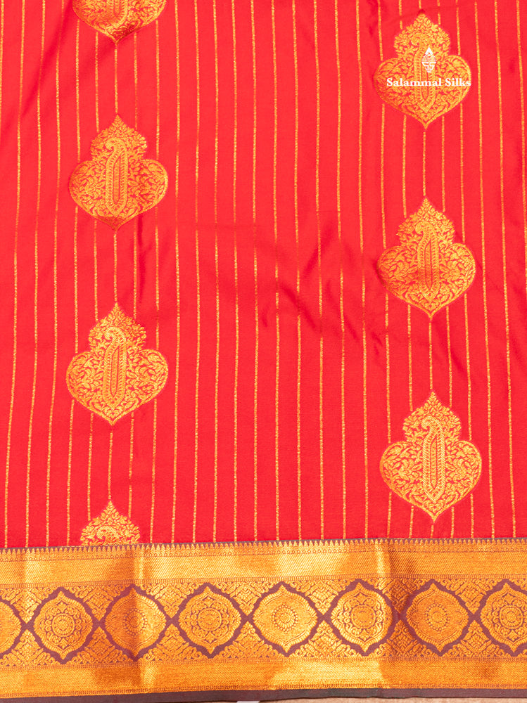 Bottle Green Colour Semi Silk Saree With Violet Copper Zari Border