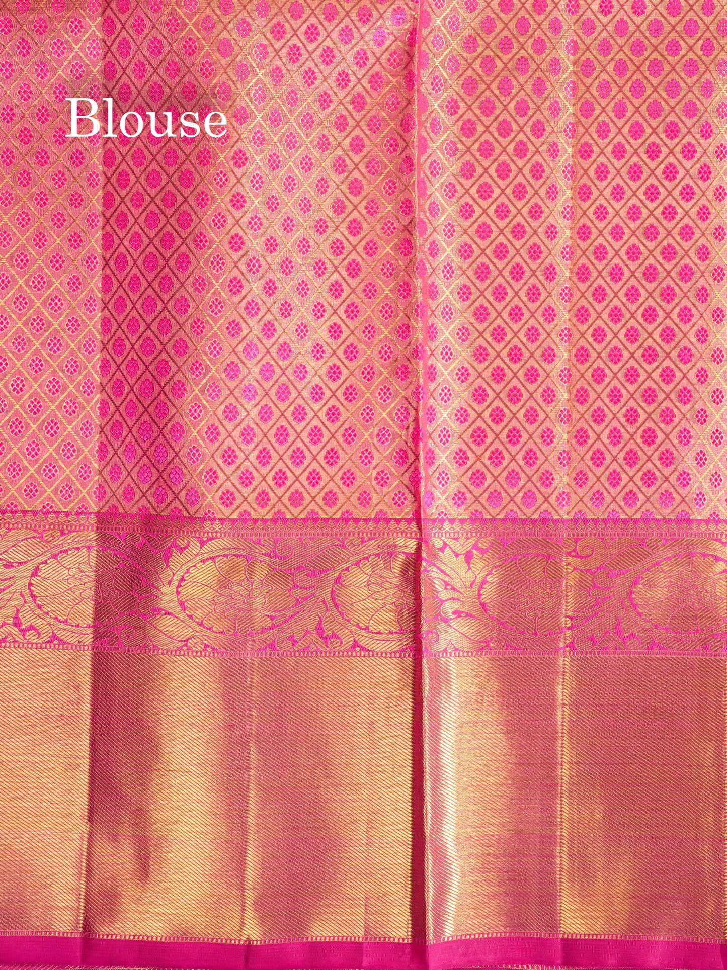 Beautiful Pink Tissue Pure Kanjivaram Silk Saree 3G Zari with Contrast Magenta Evening Morning Border