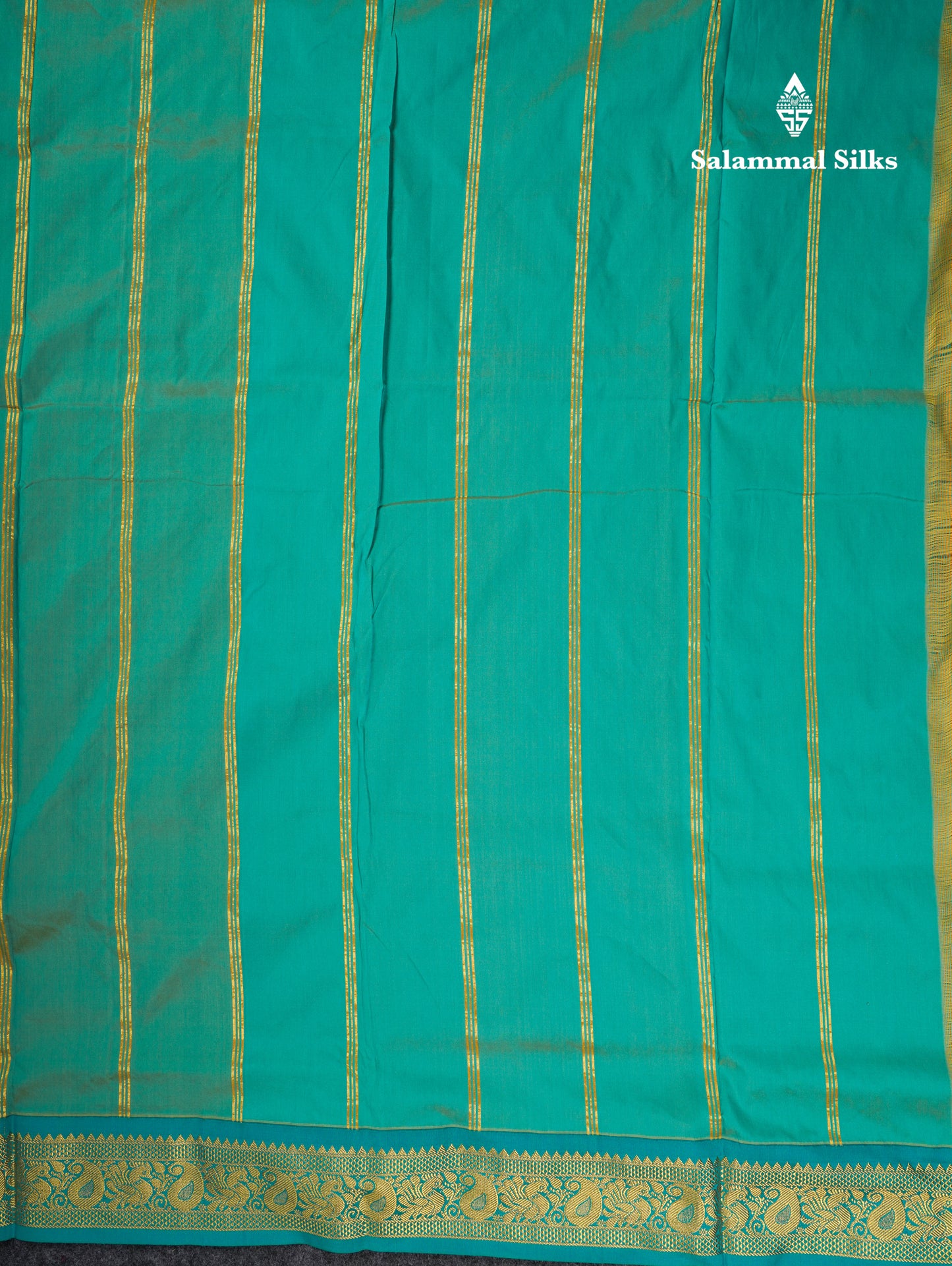 11 Yards Plain Semi Silk Saree Pink with Contrast Peacock Green Traditional Border