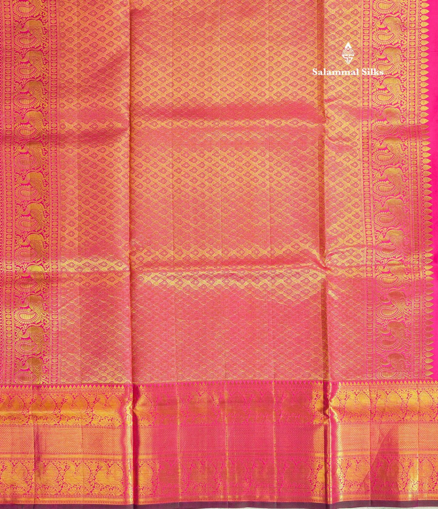 Cream Bridal Pure Kanjivaram Silk Saree With Contrst Pink Traditional Evening Morning Border