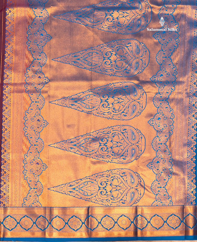 Bottle Green Colour Semi Silk Saree With Violet Copper Zari Border