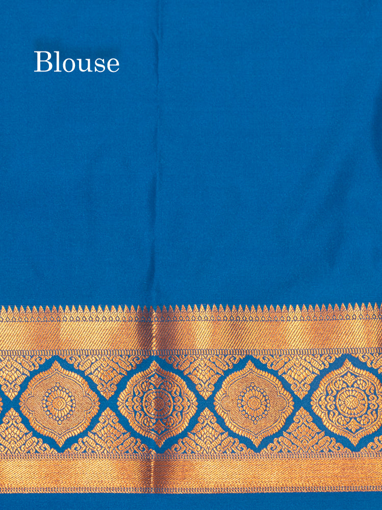 Bottle Green Colour Semi Silk Saree With Violet Copper Zari Border