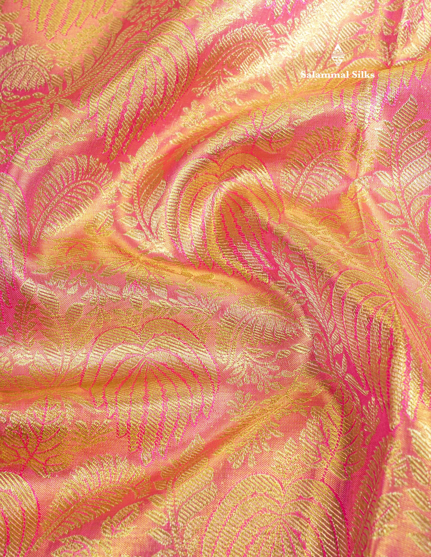 Light Pink Tissue Bridal Pure Kanjivaram Silk Saree With Self Border