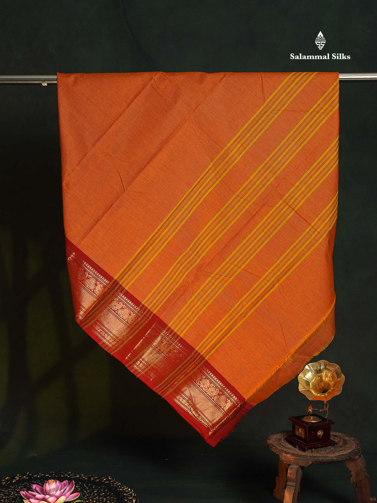 Chettinad Pure Cotton Saree - Light Brown Colour Body Plain With Dark Brown Border