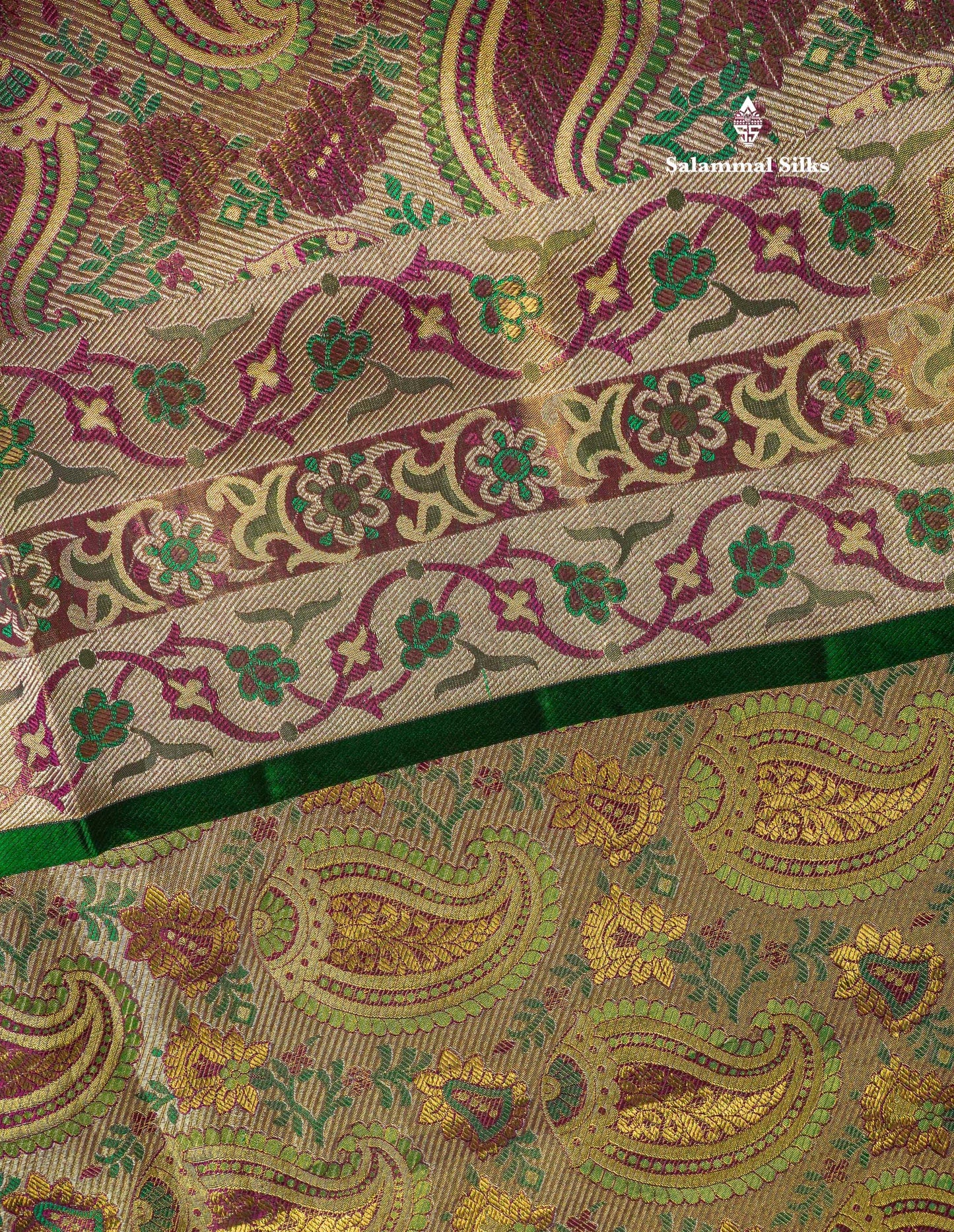 Multicolour Menakari Work Tissue Bridal Pure Kanjivaram Silk Saree With Turning Border