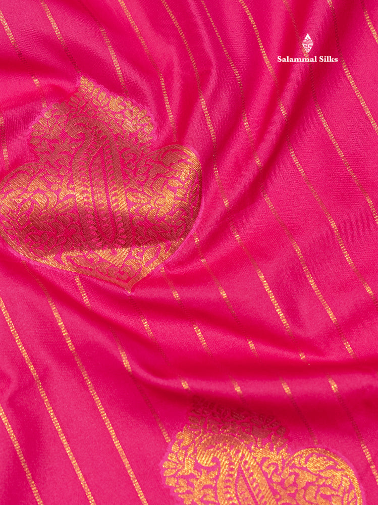 Bottle Green Colour Semi Silk Saree With Violet Copper Zari Border