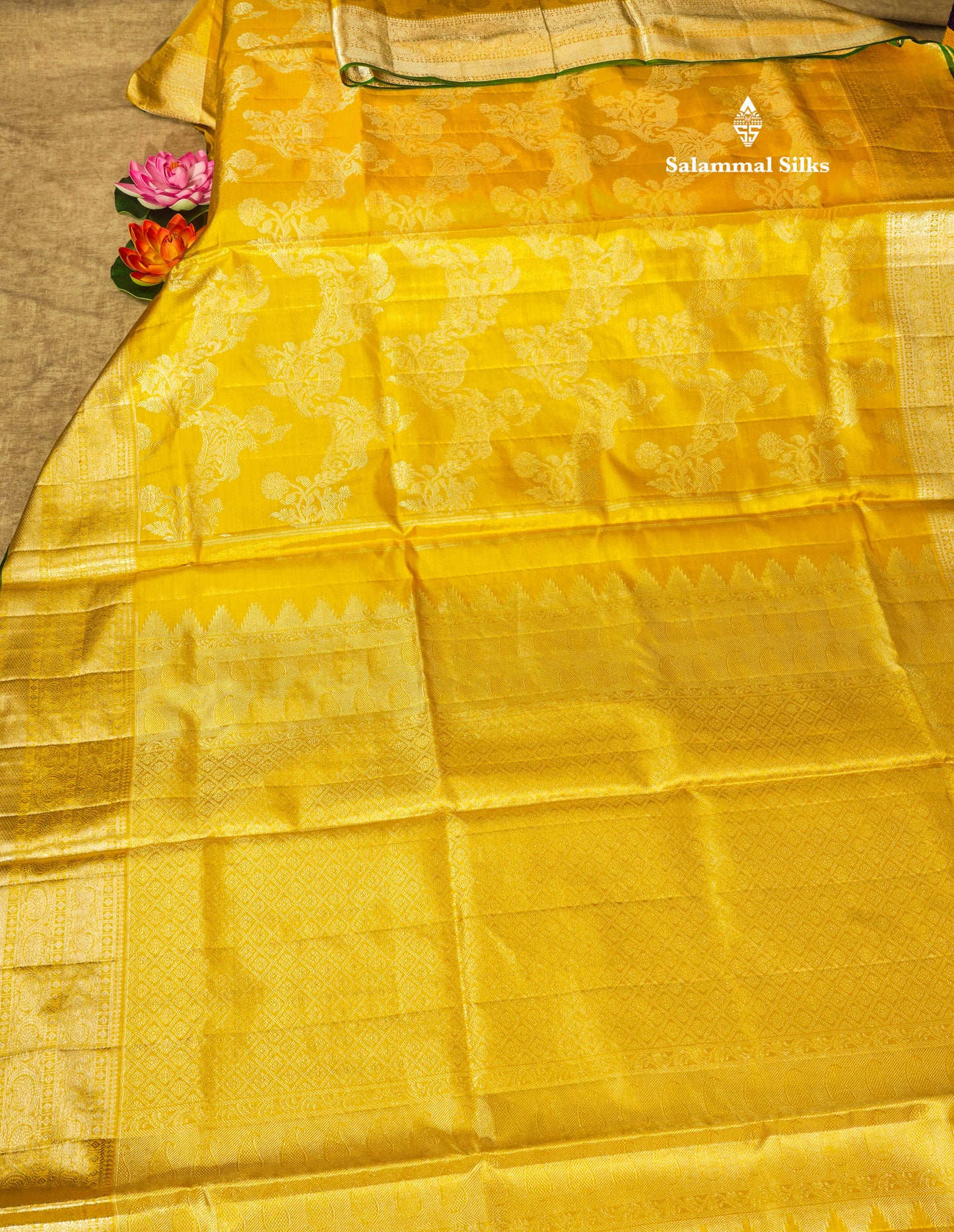 Gold Tissue Bridal Pure Kanjivaram Silk Saree With Self Traditional Border