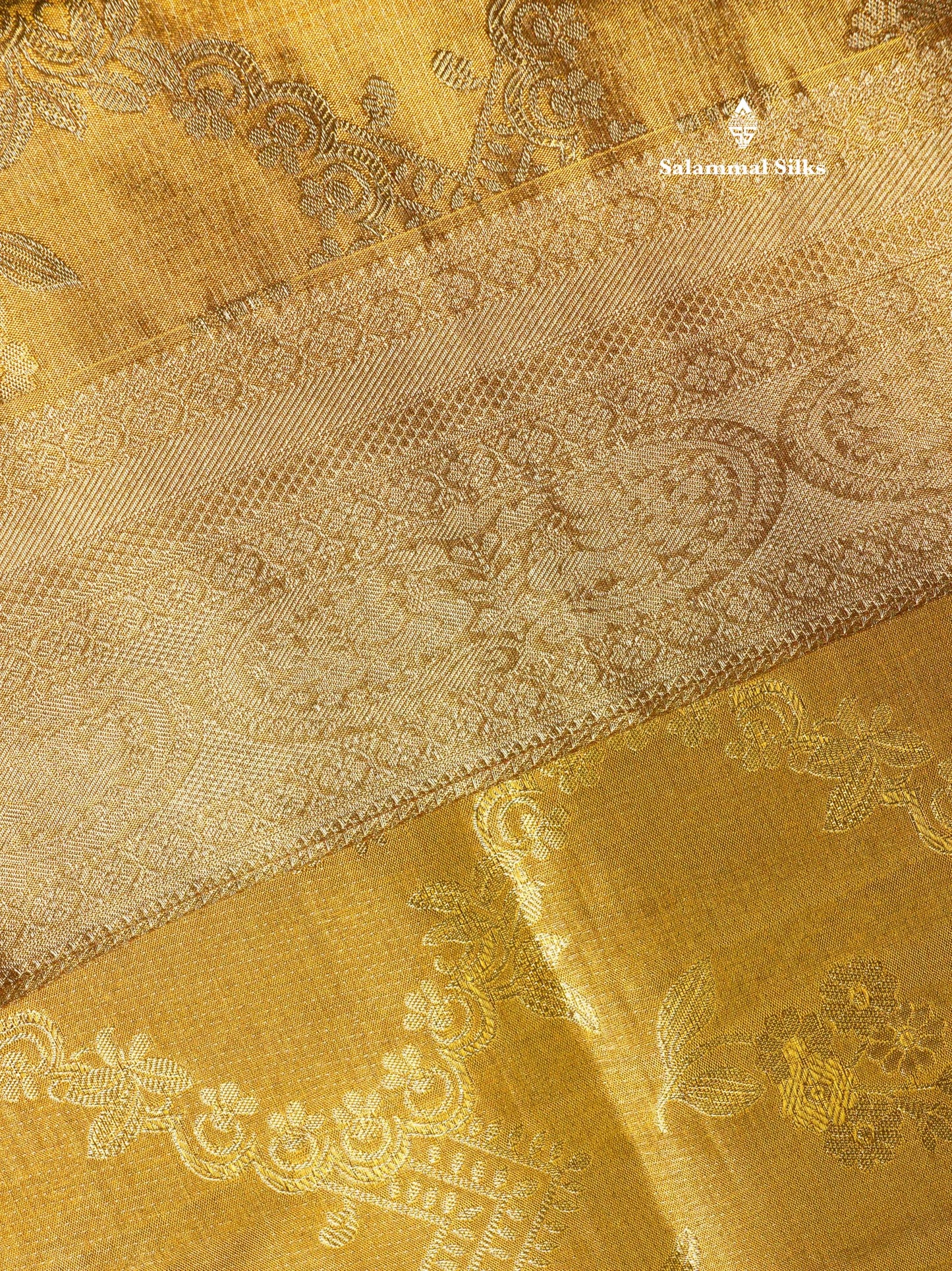 Gold Tissue Bridal Pure Kanjivaram Silk Saree With Self Border