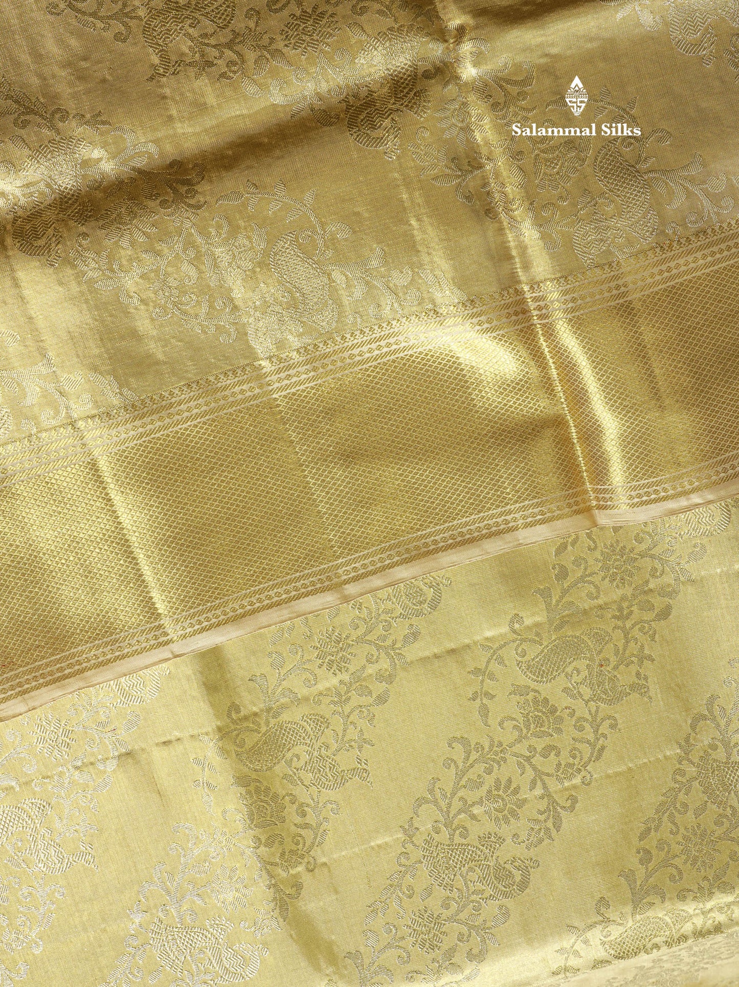 Sandal Tissue Bridal Pure Kanjivaram Silk Saree With Self Long Traditional Border
