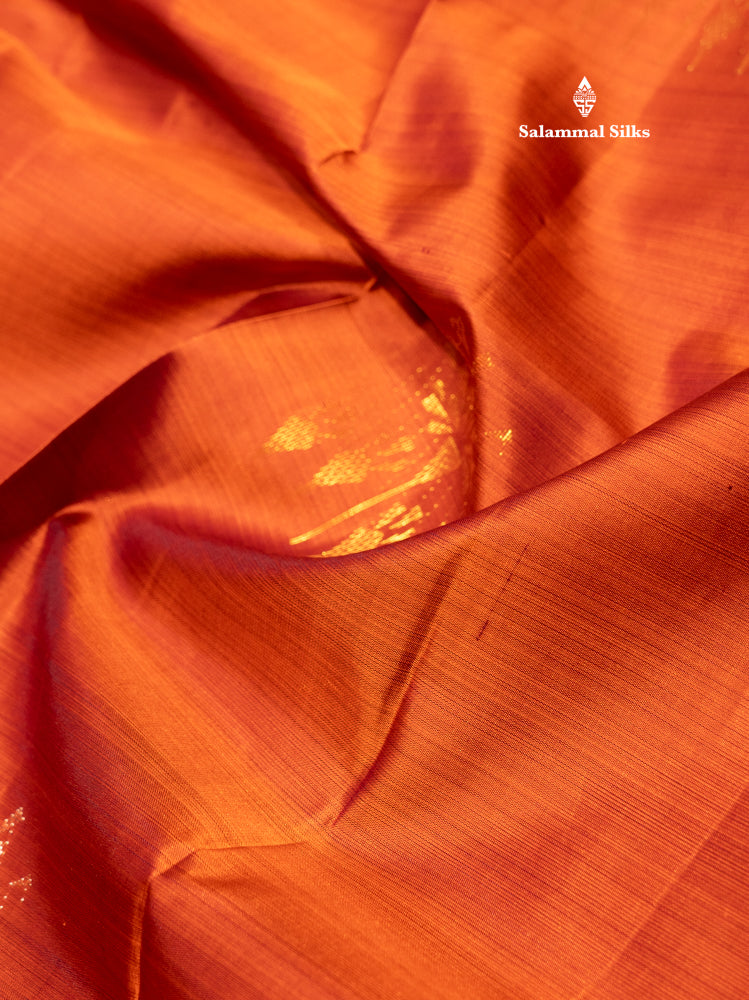 Rust Colour Pure Kanjivaram Silk Saree with Violet Long Size Border