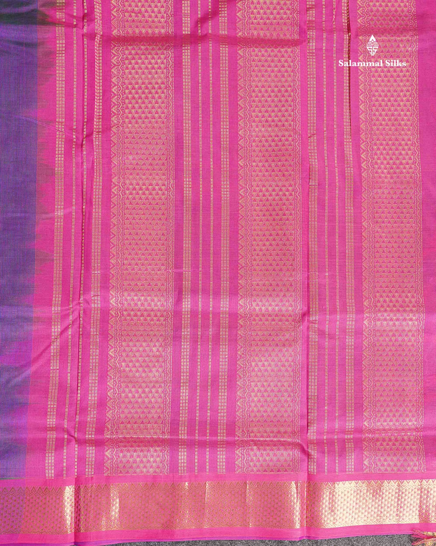 Pallu Of Dual Tone Peacock Blue Pure Silk Cotton Saree
