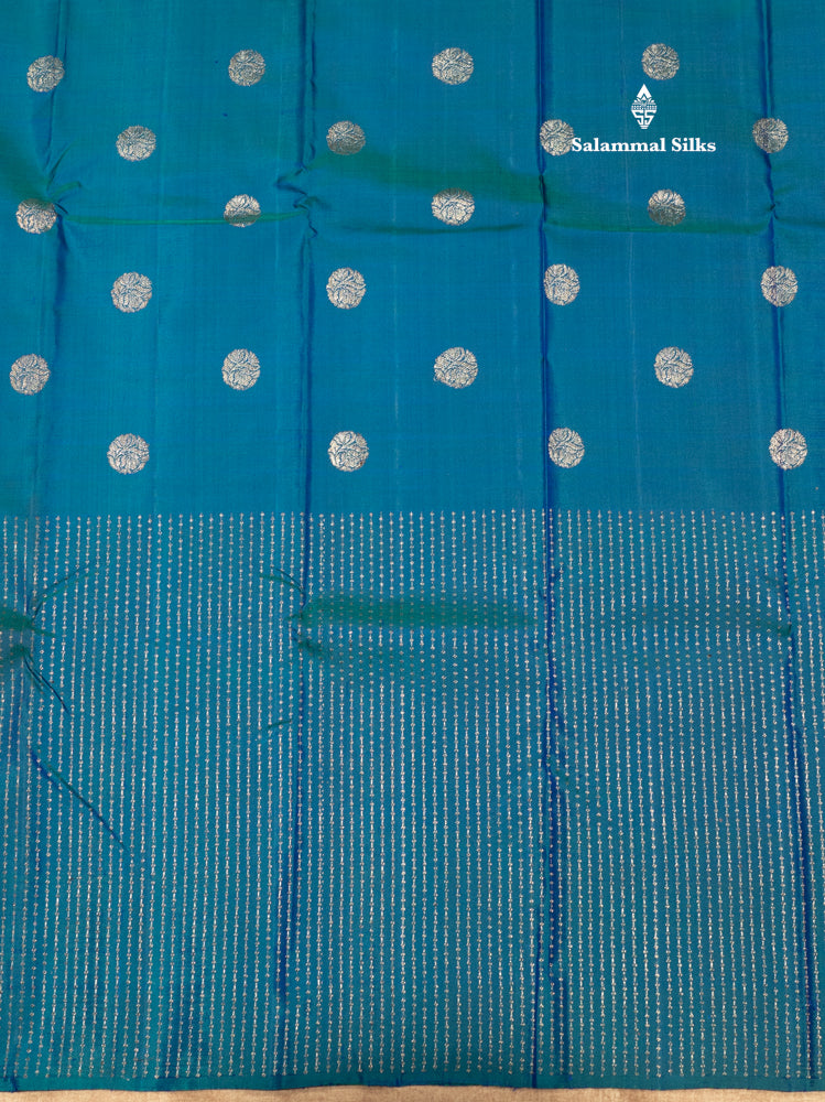 Peacock Green Colour Pure Kanjivaram Silk Saree with Blouse