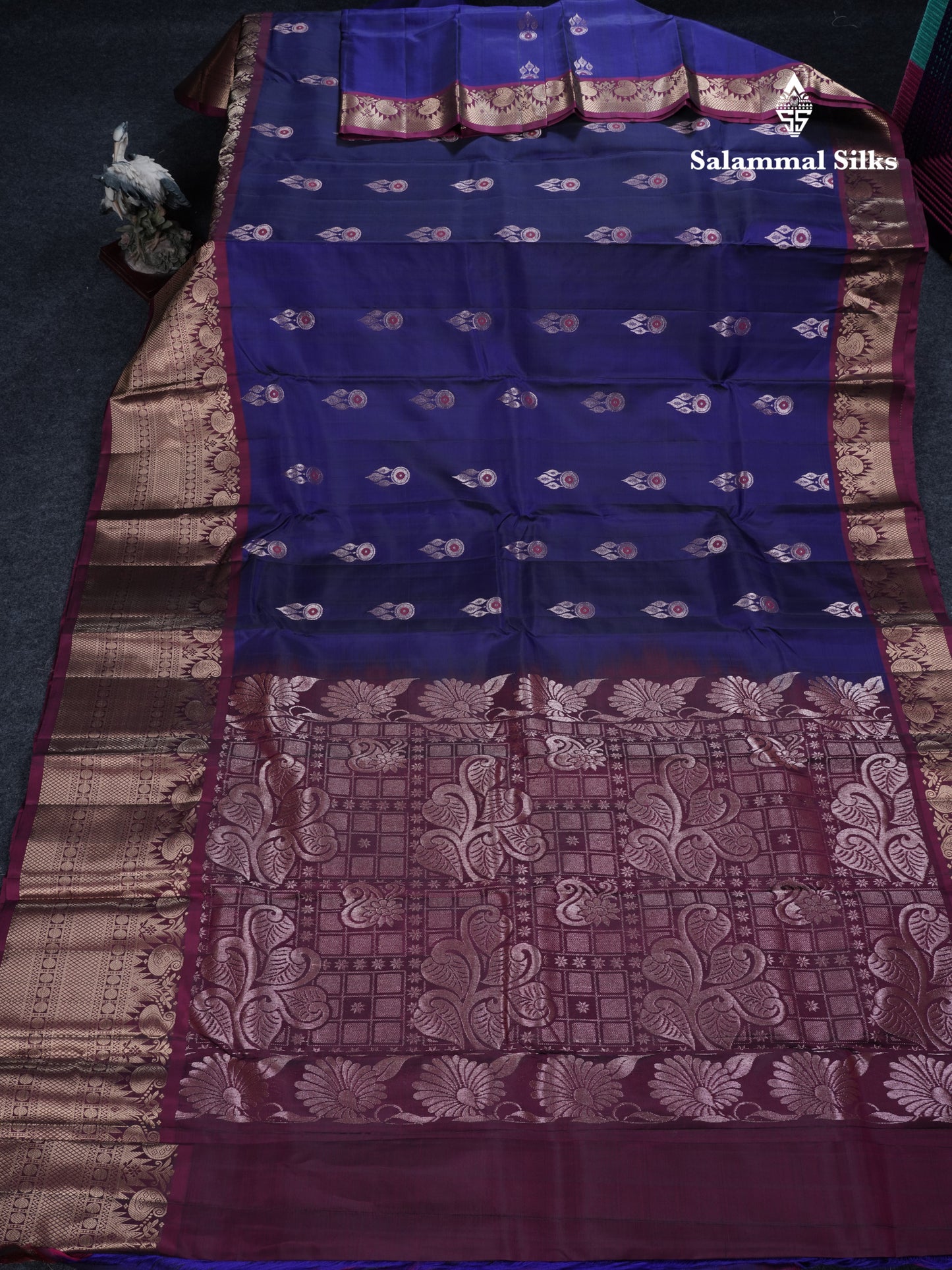 Violet Puremix Silk Saree With Contrast Magenta Traditional Border