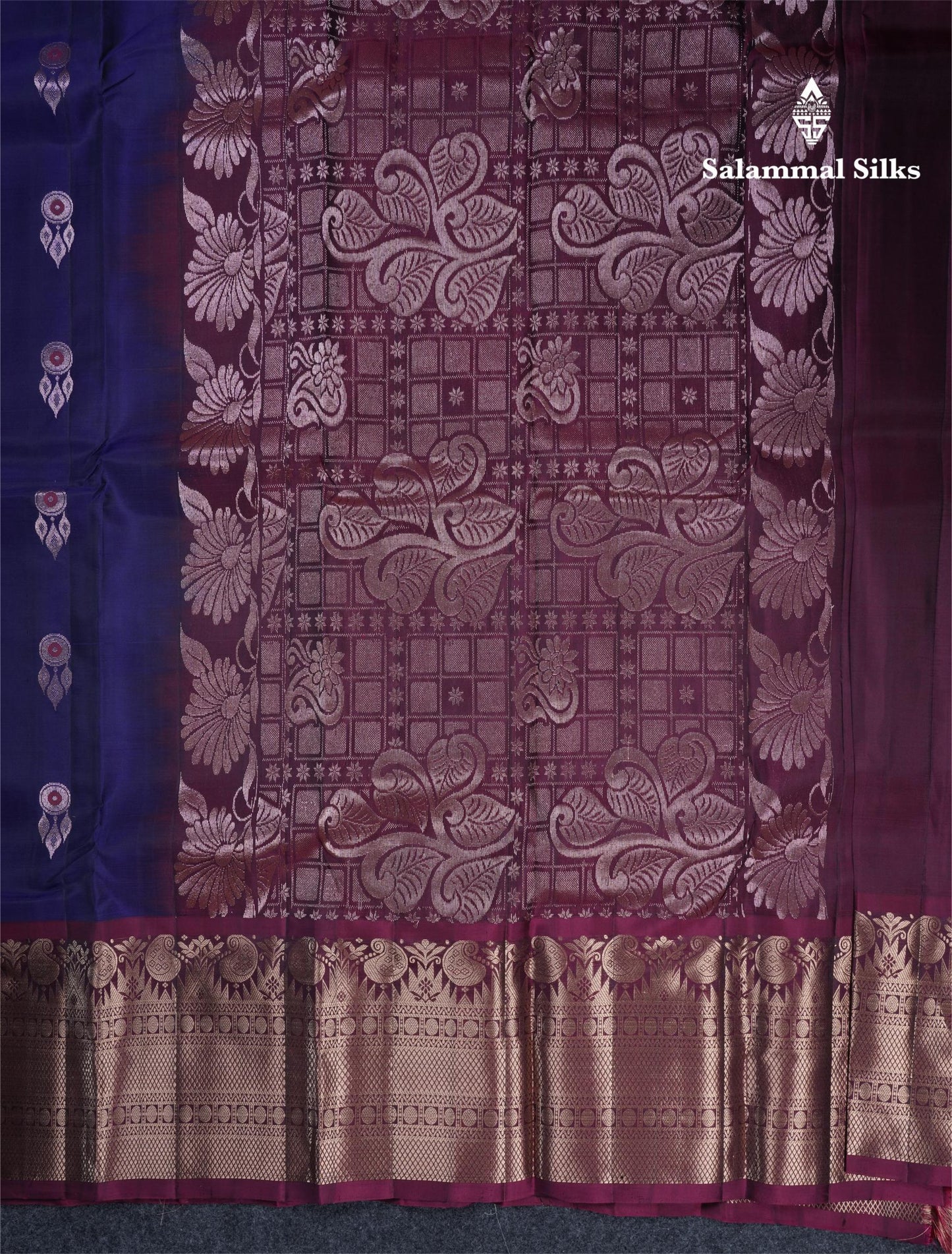 Violet Puremix Silk Saree With Contrast Magenta Traditional Border