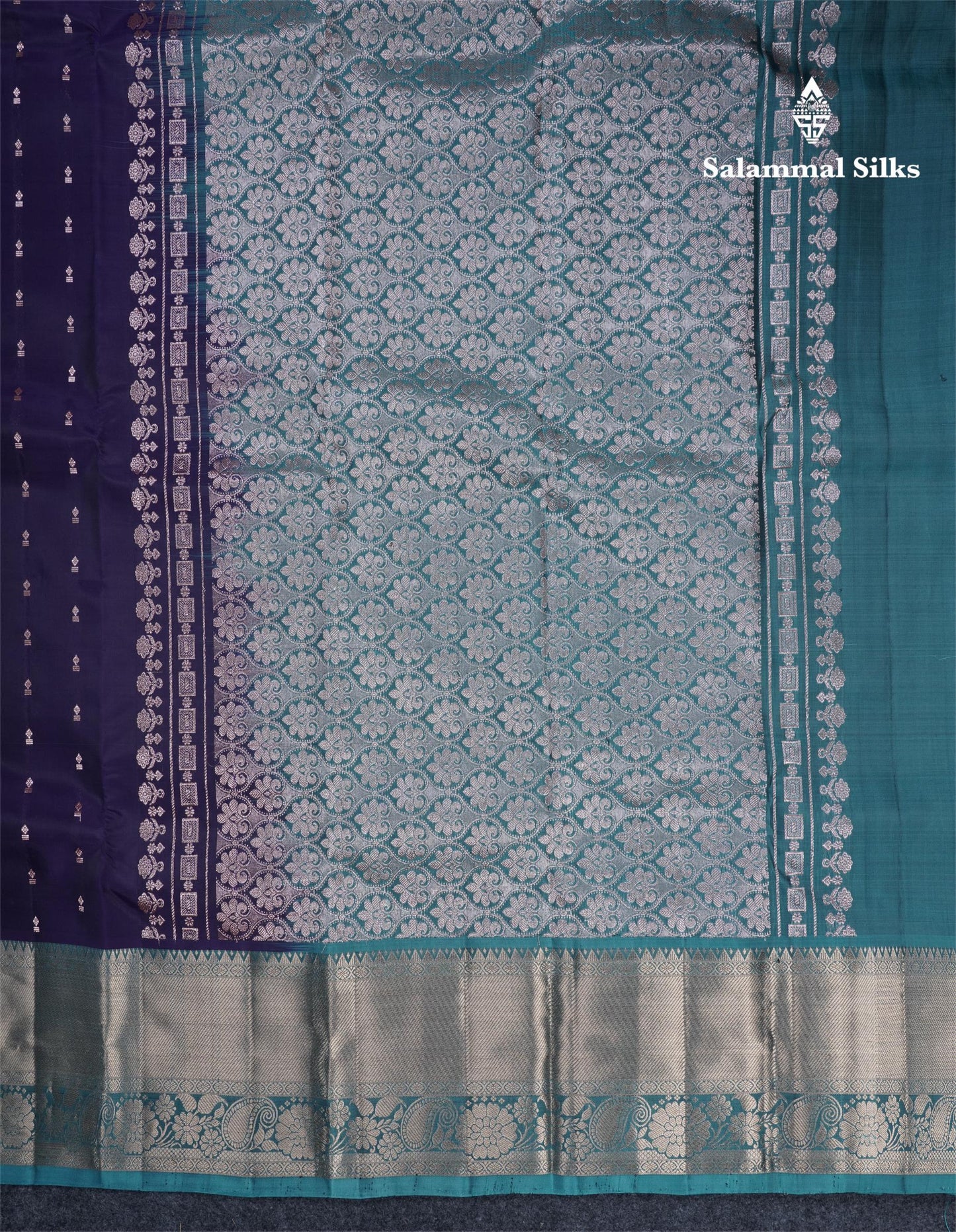 Violet Puremix Silk Saree With Contrast Ramar Blue Border