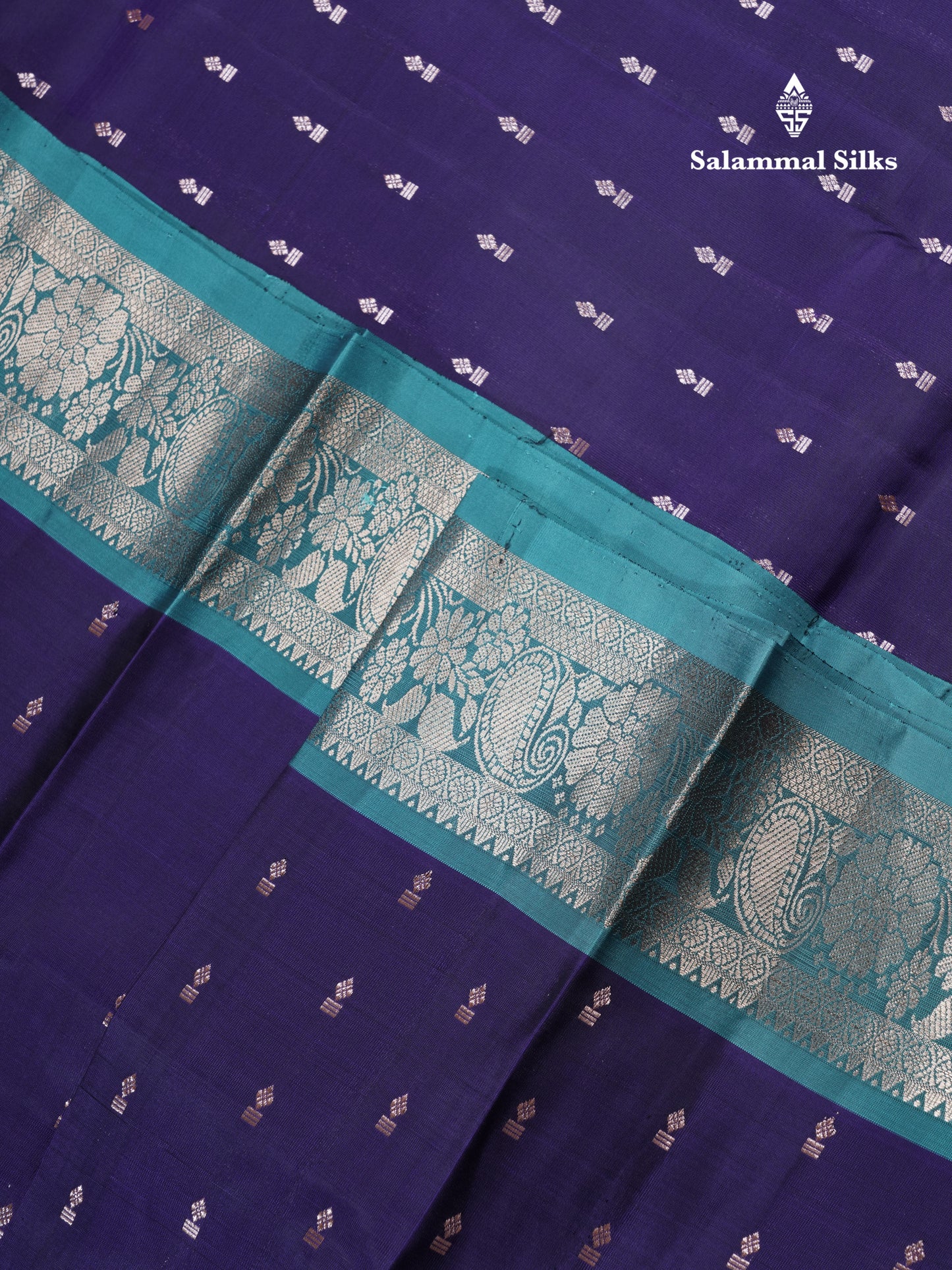 Violet Puremix Silk Saree With Contrast Ramar Blue Border