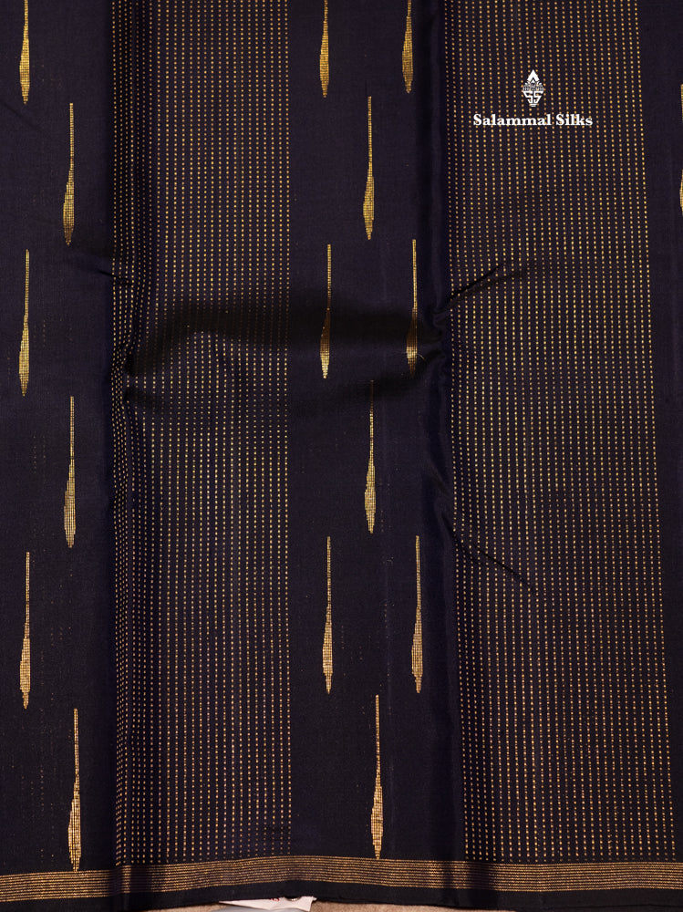 Dark Navy Blue Colour Pure Kanjivaram Silk Saree with Zari Lines Border