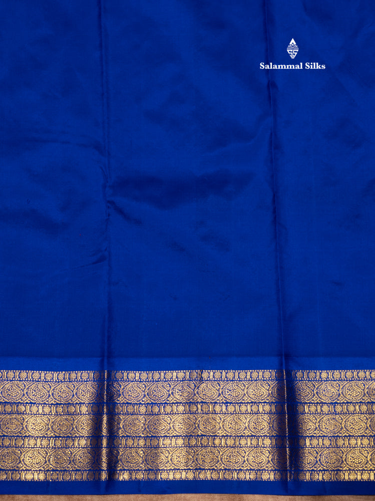 Rexona Green Colour Pure Kanjivaram Silk Saree With Royal Blue Border