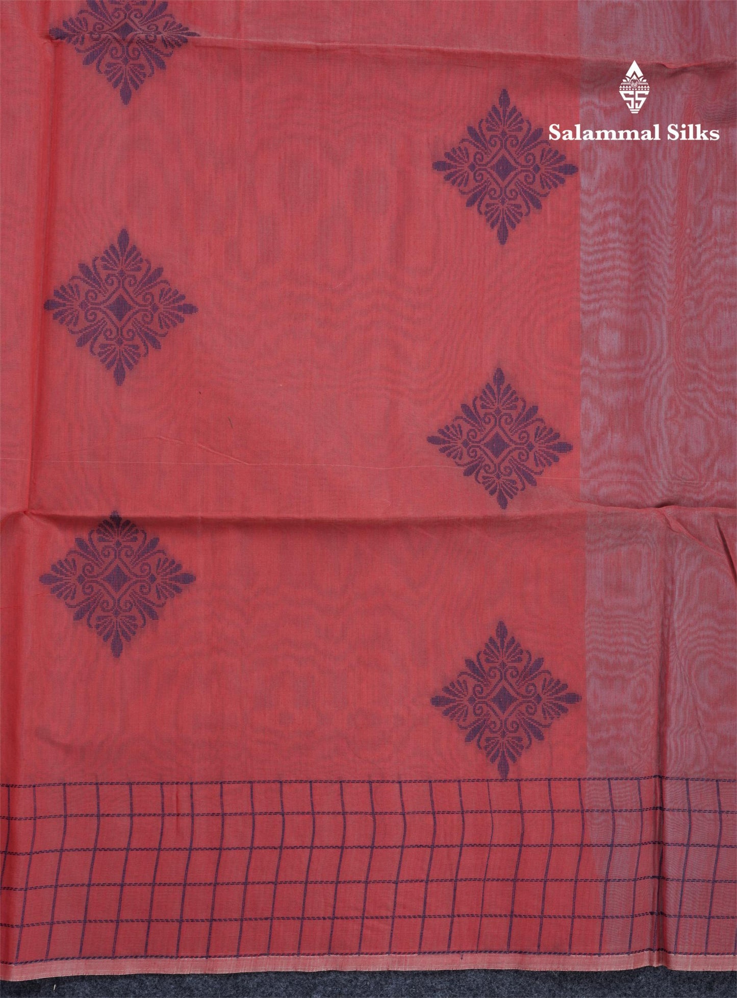 Tomato Red Beautiful Fancy Kora Cotton Saree With Contrast Pastel Blue Blouse